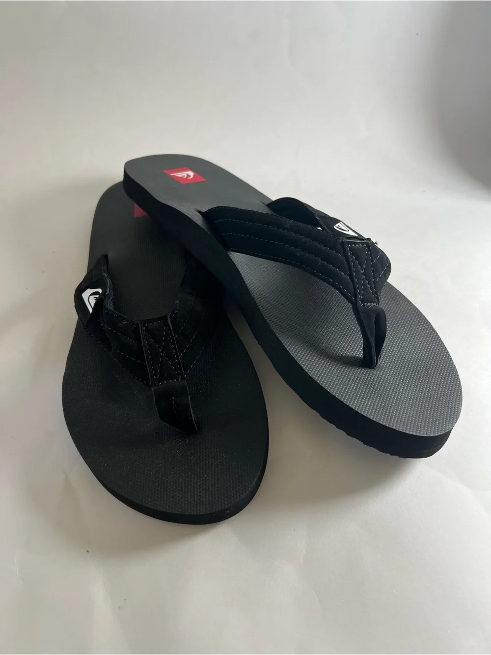 Quiksilver Men's Black Thong Sandals US 13 EU 46 Slip-On Logo Rubber Sole